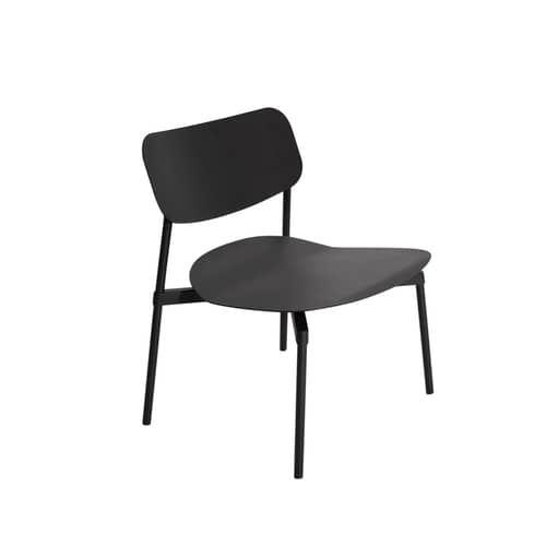 Fauteuil bas empilable Fromme métal noir / Aluminium - Petite Friture - Noir - Aluminium