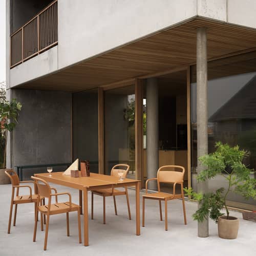 Fauteuil empilable Linear métal - Muuto - Caramel - Acier