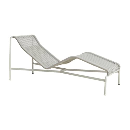 Palissade Cord Fixed deckchair synthetic fiber grey / Rope Recycled fabric - Hay - Light grey - Epoxy lacquered steel, Rope in recycled polyester fabric