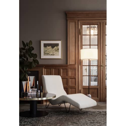 Lampada a stelo Gravity tessuto marmo bianco nero / Ø 50 x H 168 cm - Gubi - Marmo nero / Paralume bianco - Marmo, Tessuto