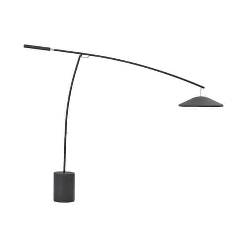 Lampadaire Contra métal noir / Orientable - H 188 x L 256 cm - Muuto - Noir - Acier, Aluminium, Béton