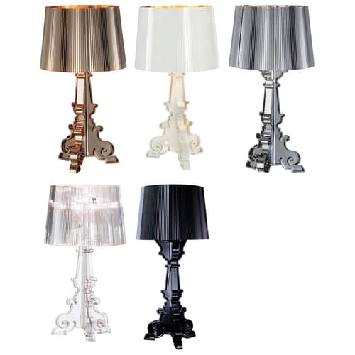 Lampe de table Bourgie Bianca plastique blanc or / H 68 à 78 cm - Ferruccio Laviani, 2004 - Kartell - Blanc / intérieur or - Polycarbonate 2.0