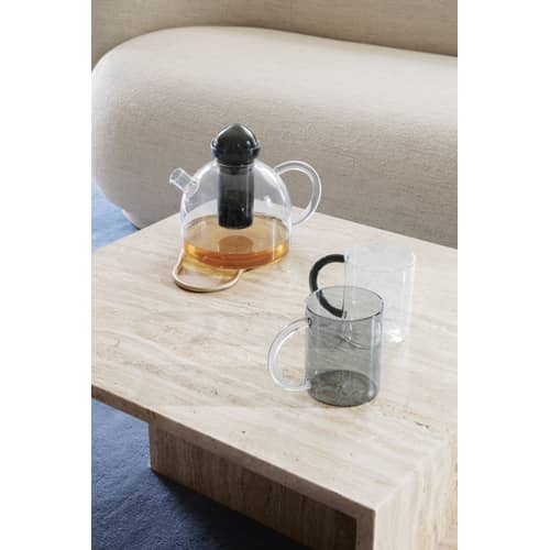 Set de 2 mugs Still / Verre soufflé bouche - Ferm Living - Transparent / anse verte - Verre soufflé bouche
