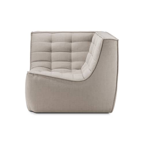 Divano modulabile N701 tessuto beige / Modulo ad angolo quadrato a 90° - Cotone riciclato - Ethnicraft - Ecru Eco (Cotone riciclato) - Cotone riciclato, Legno, Schiuma PU ad alta densità