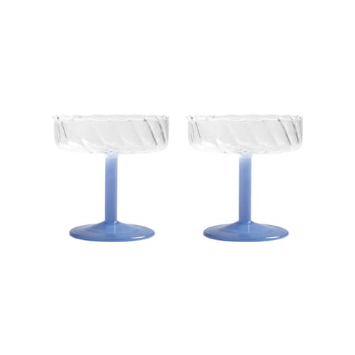 Sektgläser Twirl glas blau / Set von 2 - & klevering - Blau - Glas
