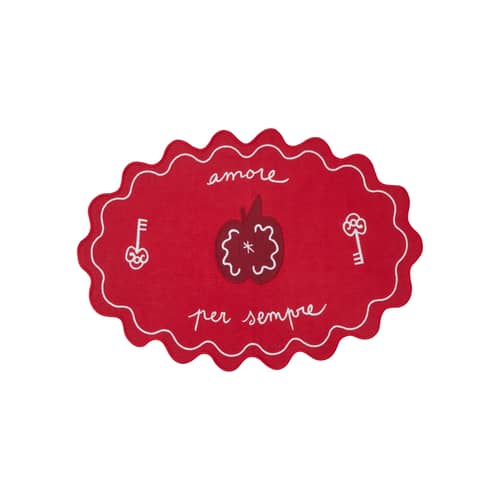 Set da tavola Amore Per Sempre tessuto rosso / 48 x 35 cm - Ricamato - Bitossi Home - Amore Per Sempre / Rosso - Cotone, Lino