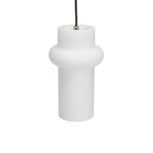Sospensione Pilule Pendule Up vetro bianco / Ø 15 x H 25 cm - HÜBSCH - Su / Bianco opaco - Vetro soffiato a bocca