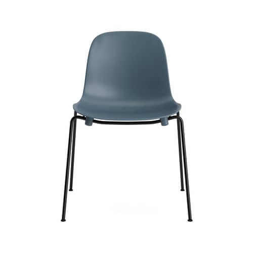 Form Stacking chair plastic material blue / 4 metal legs - Normann Copenhagen - Blue - Lacquered steel, Polypropylene