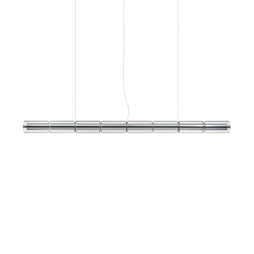 Suspension Luce Cilindrica S1 verre transparent / L 167 cm - Flos - L 167 cm - Aluminium poli, Verre borosilicaté