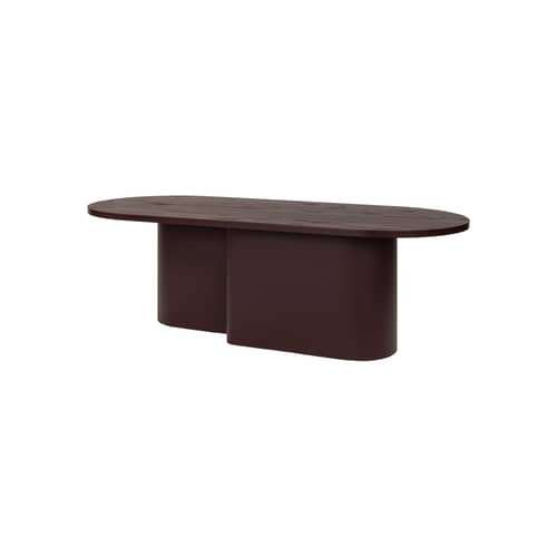 Table basse Looi / 115 x 50 x H 37 cm - NOO.MA - Vin de myrtille - Acier, Placage chêne certifié FSC