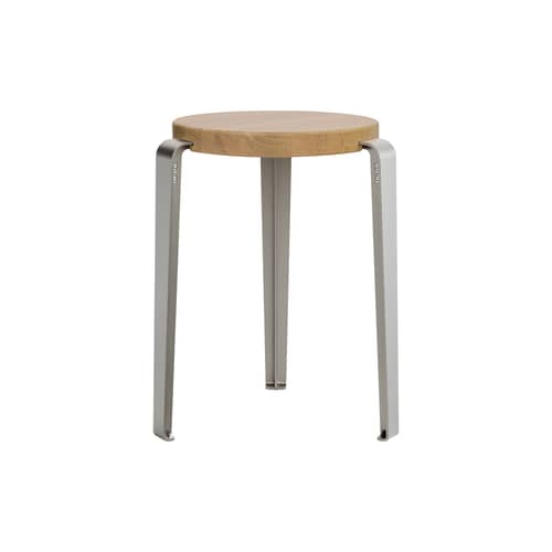 Tabouret empilable Lou Core / H 45 cm - Chêne éco-certifié - TIPTOE - Inox brossé - Acier inoxydable brossé, Chêne massif éco-certifié