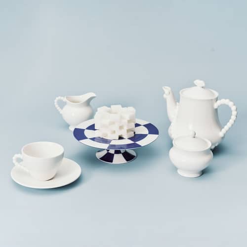 Set de 2 tasses avec soucoupes Perle Fine - Serax - Blanc - Porcelaine émaillée