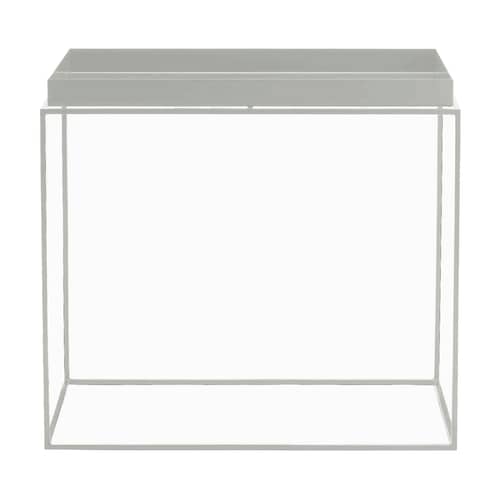 Tray Coffee table metal grey / 60 x 40 x H 54 cm - Hay - Light grey - Lacquered steel