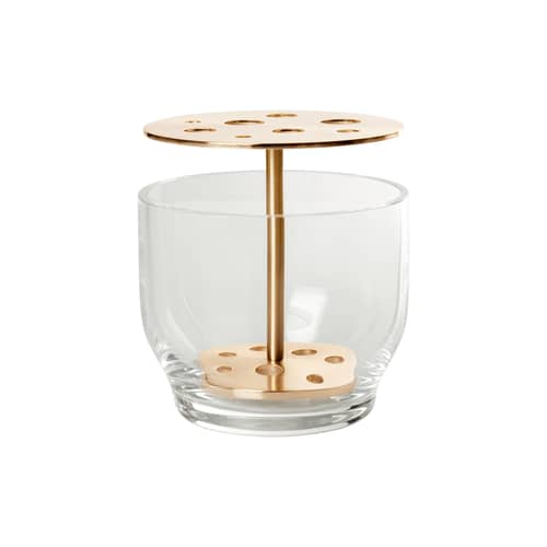 Vase Ikebana Small métal verre or /By Jaime Hayon- H 13 cm - Fritz Hansen - Small / Laiton - Laiton, Verre soufflé bouche
