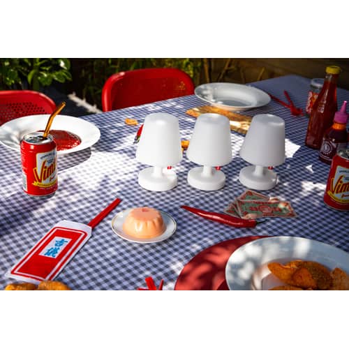 Edison the Mini Wireless rechargeable outdoor lamp plastic material white / Set of 3 - Ø 9 x H 15 cm - Fatboy - White - ABS, Polypropylene