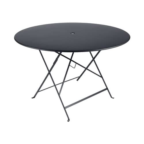 Table pliante Bistro / Ø 117 cm -  6/8 personnes - Trou parasol - Fermob - Carbone - Acier peint