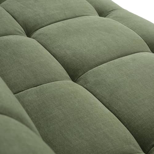 Canapé droit Quilton tissu vert / 2 places - L 214 cm - Matelassé - Hay - Vert tarragon (tissu Linara 100) -  Ouate, Bois, Mousse PU, Tissu