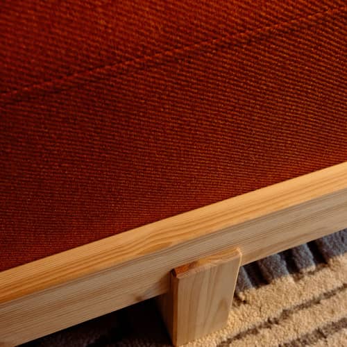 Canapé convertible Stay tissu orange / Lit 1 place - L 214 cm - KARUP - Orange vintage (662) / Pin brut (100) - Mousse haute résilience, Pin massif, Tissu