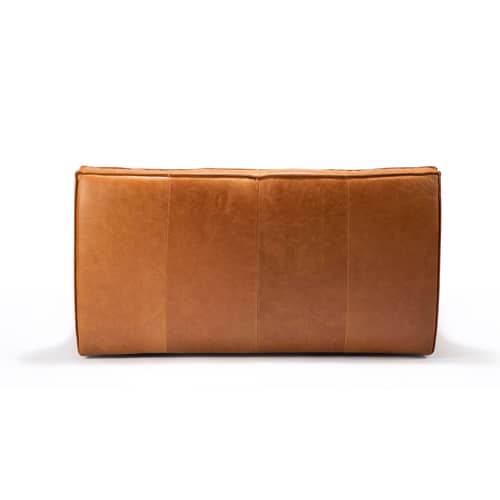 Canapé droit N701 cuir marron / 2 places - L 140 cm - Ethnicraft - Cognac - Bois, Cuir aniline, Mousse