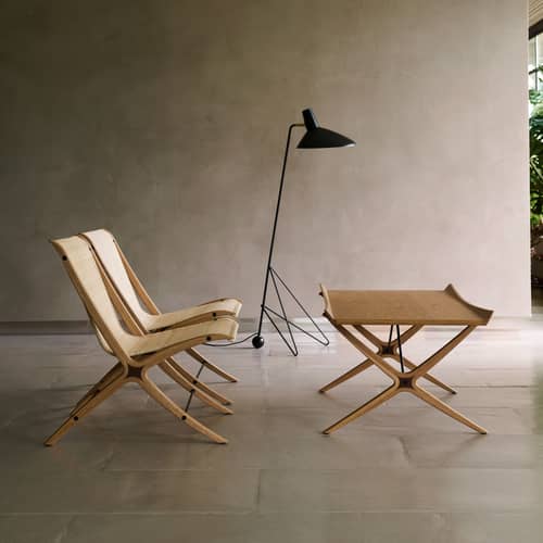 X HM13 Coffee table natural wood / Reissue 1959 - 120 x 61 x H 47 cm - &tradition - Oak - Moulded veneer, Powder coated steel