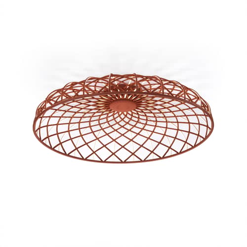 Deckenleuchte Skynest C LED textil rot / Ø 90,4 cm - Recyceltes Polyestergewebe - Flos - Ziegelrot - Metall, Recyceltes Polyestergewebe