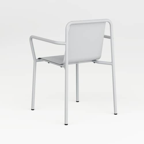 Fauteuil de repas empilable Panorama métal gris / Avec accoudoirs - TIPTOE - Gris Craie - Acier thermolaqué