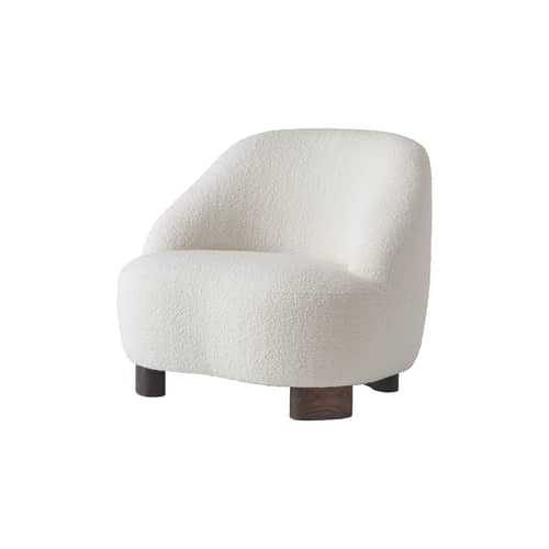 Fauteuil rembourré Margas LC1 / Tissu bouclé - &tradition - Beige (tissu bouclé) / Noyer - Bois, Mousse HR, Noyer, Ouate de polyester, Tissu bouclé