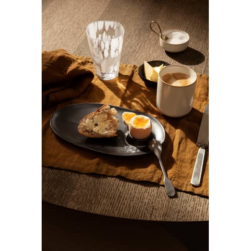 Flow Plate ceramic black / With built-in egg cup - 23 x 14 cm - Ferm Living - Black - Enamelled china