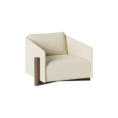 Gepolsterter Sessel Timber textil beige - KANN DESIGN - Creme - Buchenholz in Nussbaum-Optik, HR-Schaum, Kvadrat-Gewebe