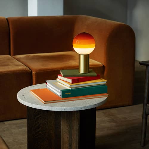 Lampada senza fili ricaricabile Dipping Light LED vetro arancione / H 22,2 cm - Marset - Ambra / Ottone - Metallo, vetro soffiato
