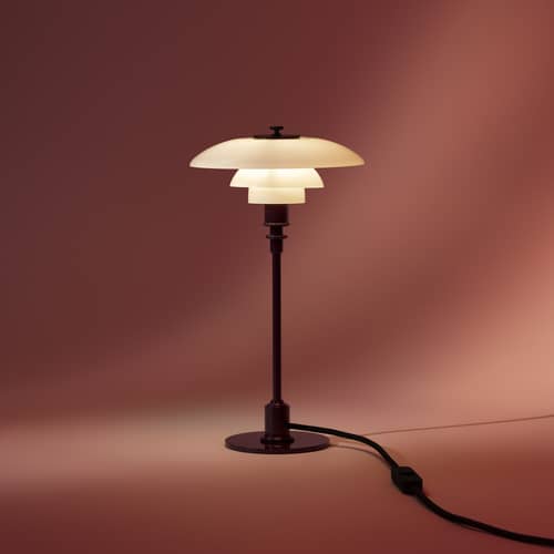 Lampe de table PH 2/1 bordeaux / Réédition 1927 - Louis Poulsen - Bordeaux brillant / Blanc - Aluminium laqué, Verre soufflé bouche