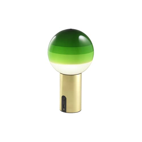 Lampe sans fil rechargeable Dipping Light LED / H 22.2 cm - Marset - Vert / Laiton - Métal, Verre soufflé