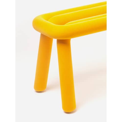 Panca imbottita Bold tessuto giallo / Tessuto - L 100 cm - Moustache - Giallo - Acciaio, Espanso, Tessuto