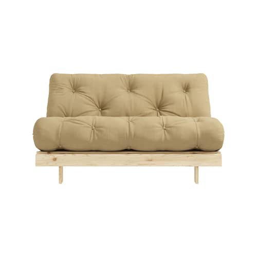 Canapé convertible Roots / L 140 cm - 3 positions / Structure pin clair - KARUP DESIGN - Beige doré 758 / Pin clair - Fibres recyclées mélangées, Mousse, Pin massif certifié FSC, Tissu