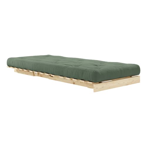 Fauteuil convertible Roots / Dormeuse & lit d\'appoint - 3 positions / Structure pin clair - KARUP DESIGN - Vert olive 756 / Pin clair - Fibres recyclées mélangées, Mousse, Pin massif certifié FSC, Tissu