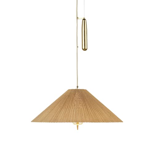 Suspension 1972 / Bambou Ø 62 cm - Avec contrepoids / Réédition 50\' - Gubi - Bambou & laiton - Bambou, Laiton, Lin