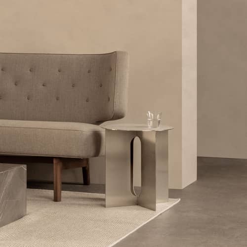 Table d\'appoint Androgyne / Ø 40 x H 43 cm - Audo Copenhagen - Table / Acier brossé - Acier inoxydable brossé