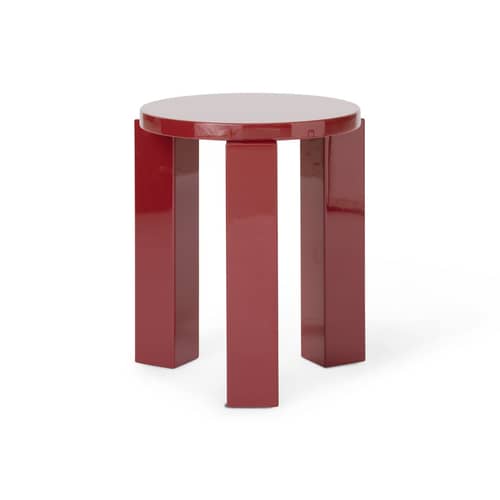Tabouret Atlas bois rouge / Rond - NEW WORKS - Bordeaux - MDF laqué