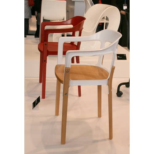 Steelwood Armchair metal white natural wood Wood & metal - Magis - White / Beech - Beechwood, Varnished steel