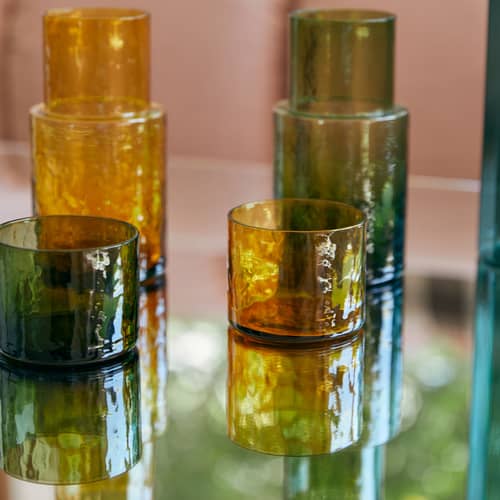 Bicchiere Tube vetro arancione / 25 cl - HK LIVING - Ambra - Vetro ruvido