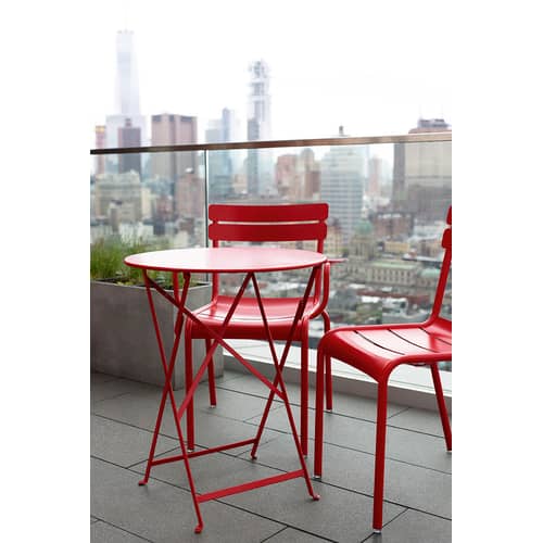 Table pliante Bistro / Ø 60 cm -  2 personnes - Fermob - Cerise noire - Acier laqué