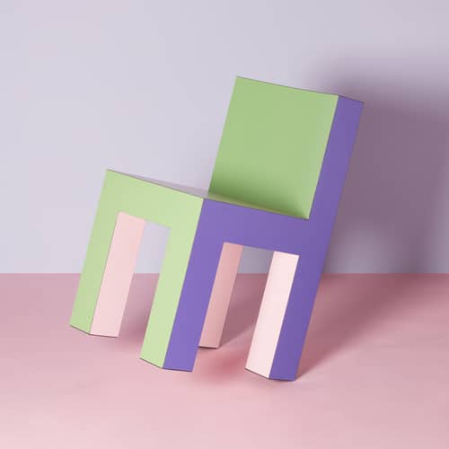 Chaise Tagadà Chair bois multicolore - STAMULI - Rose / Violet / Vert - Contreplaqué, Stratifié HPL