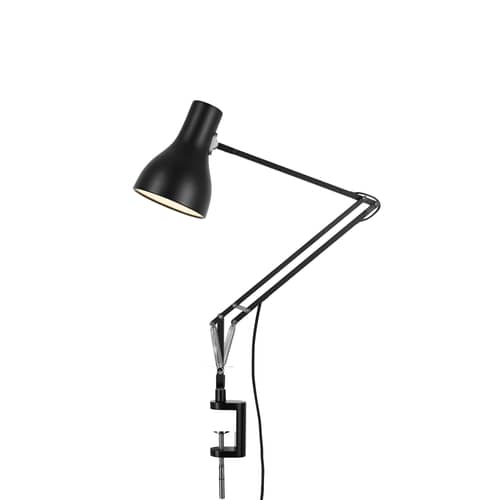 Set Lampe Type 75 metallo nero / Base a morsa - Anglepoise - Nero corvino - Acciaio cromato, Alluminio