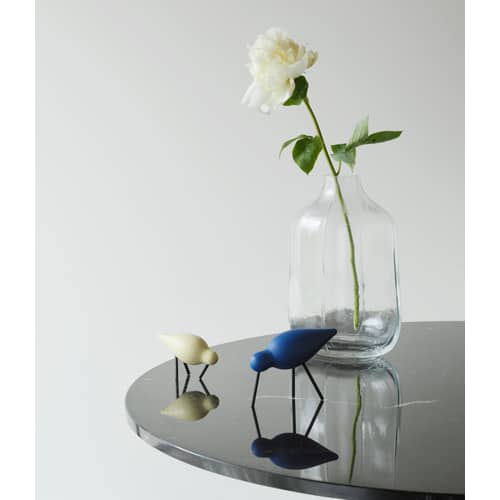 Dekoration Oiseau Shorebird M holz blau / L 15 x H 11 cm - Normann Copenhagen - Blau / Schwarz - Eiche, Stahl