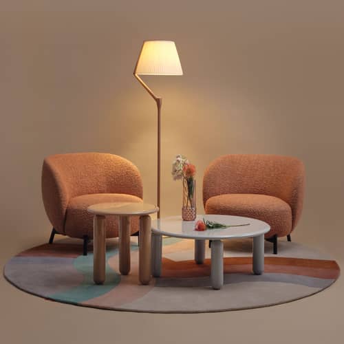 Lampada a stelo Angelo Stone LED metallo rame / H 173 cm - Kartell - Rame / Tessuto grezzo - Alluminio, Cotone, Termoplastica