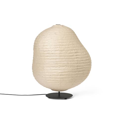 Lampada da posa Kurbis Low carta bianco / Ø 60 x H 63,3 cm - Ferm Living - Bianco & Nero - Acciaio inossidabile, Carta di riso Washi