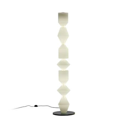 Lampadaire Costantina Opal verre blanc / LED - H 178 cm - Mogg - Blanc opalin - Métal chromé, Verre soufflé opalin