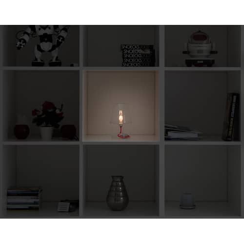Lampe sans fil rechargeable Transloetje plastique transparent / LED - Ø 16 x H 25 cm - Fatboy - Transparent / Câble rouge - Polycarbonate