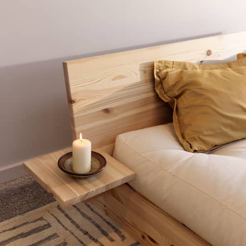 Letto matrimoniale Latch legno naturale / Per materassi 160 x 200 cm - Testata letto con comodini - KARUP - Per materassi 160 x 200 cm - Legno di pino massello