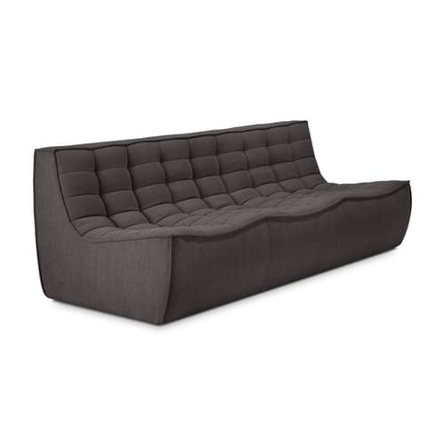 N701 Straight sofa  textile grey / UK version - 3 seater / L 210 cm - Ethnicraft - Dark grey (UK residential flame retardant) - Fabric, High-density PU foam, Wood